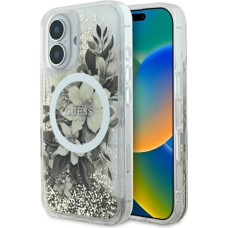 Guess Liquid Glitter Flower MagSafe iPhone 16 Case - Beige