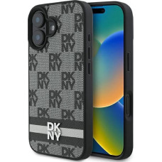 Dkny Checkered Pattern & Printed Stripes case for iPhone 16 - black