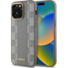 Dkny Leather Checkered Mono Pattern MagSafe iPhone 14 Pro Max Case - Beige