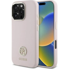 Guess Silicone Logo Strass 4G case for iPhone 16 Pro Max - light pink