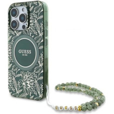 Guess Etui Guess IML Flowers Allover Electro With Pearl Strap MagSafe na iPhone 16 Pro Max - zielone