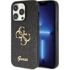 Guess GUHCP14LHG4SGK case for iPhone 14 Pro - black Glitter Script Big 4G