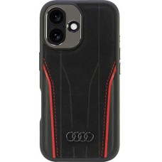 Audi Genuine Leather MagSafe iPhone 16 6.1" black-red hardcase AU-TPUPCMIP16-R8/D3-RD