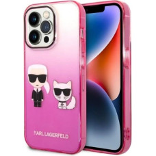 Karl Lagerfeld Gradient Ikonik Karl & Choupette iPhone 14 Pro 6.1" Case - Pink