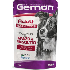 Gemon Dog pouches chunkies Adult Beef and Ham 100 g - konservi suņiem