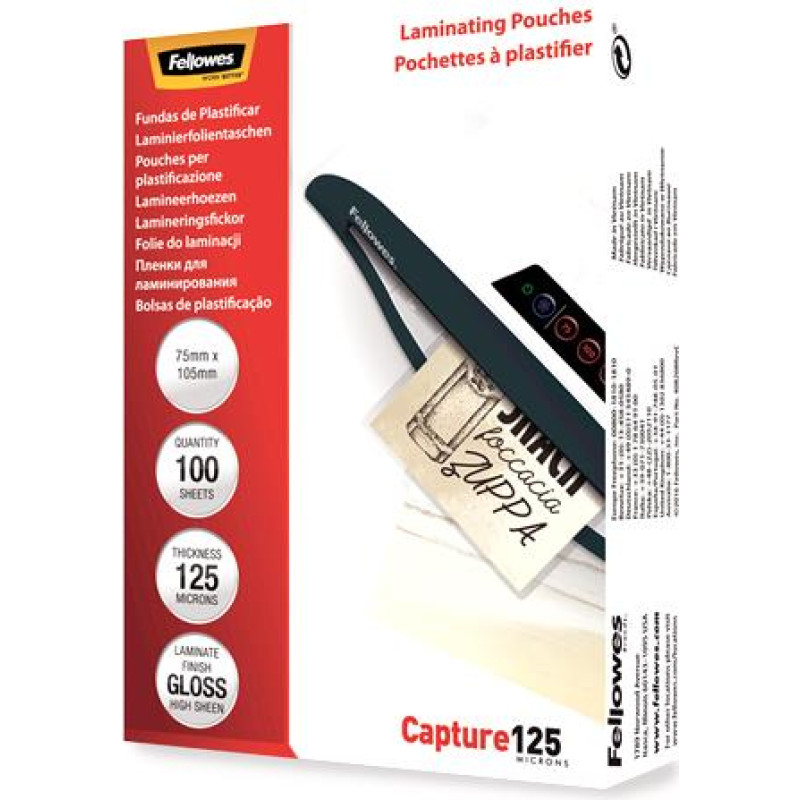 Fellowes LAMINATOR POUCH GLOSSY CARD/125 100PCS 5306901 FELLOWES