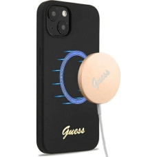 Guess GUHMP13MLSLMGBK iPhone 13 6.1" black/black hardcase Silicone Script Gold Logo Magsafe