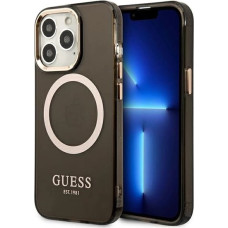 Guess Gold Outline Translucent MagSafe Case for iPhone 13 Pro / iPhone 13 - Black