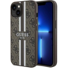 Guess 4G Printed Stripes MagSafe case for iPhone 15/14/13 - brown