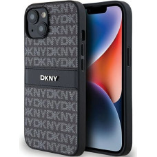 Dkny Leather Mono Stripe & Metal Logo Case for iPhone 15/14/13 - Black