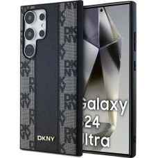 Dkny Leather Checkered Mono Pattern MagSafe Case for Samsung Galaxy S24 Ultra - Black