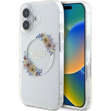 Guess IML Flowers Wreath MagSafe iPhone 16 Plus Case - Clear