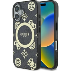 Guess IML Peony On 4G Background MagSafe case for iPhone 16 - black