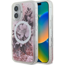 Guess Liquid Glitter Flower MagSafe iPhone 16 Case - Pink