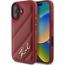 Karl Lagerfeld Diagonal Quilted Script iPhone 16 Case - Red