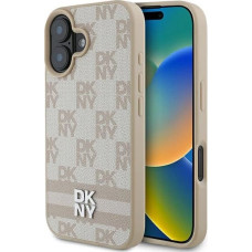 Dkny Checkered Pattern & Printed Stripes iPhone 16 Case - Pink