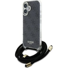 Guess Crossbody Cord 4G Print Case for iPhone 16 - Black