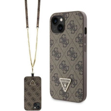 Guess GUHCP13MP4TDSCPW case for iPhone 13 - brown Crossbody 4G Metal Logo