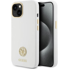 Guess Silicone Logo Strass 4G case for iPhone 15 - white