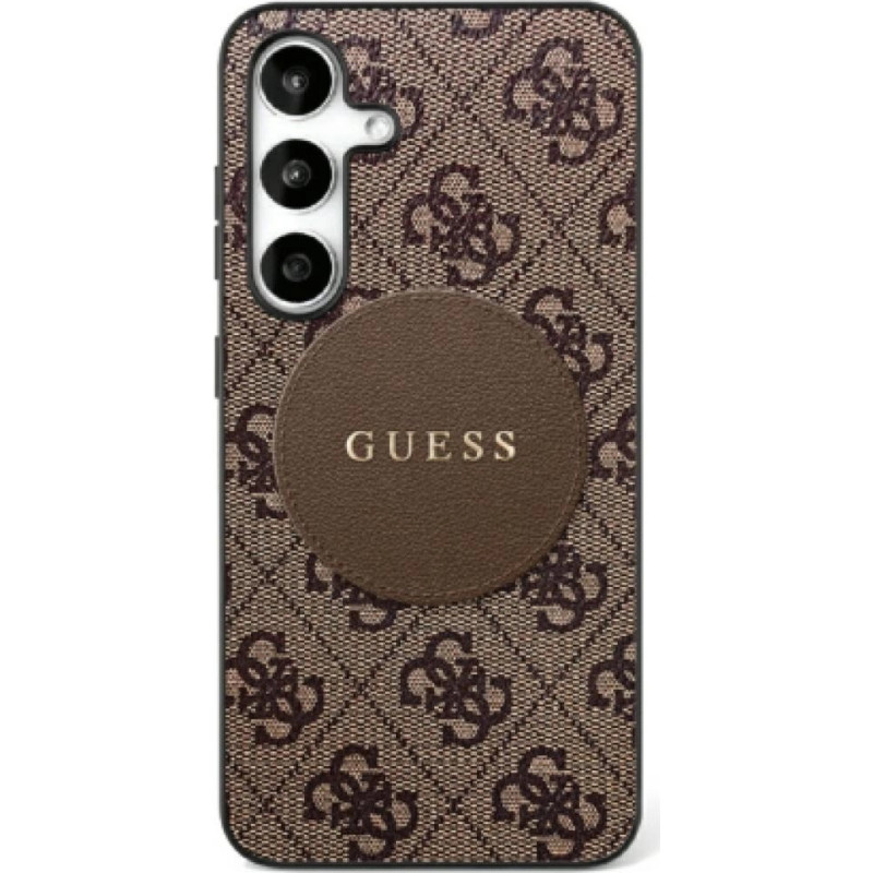 Guess Etui Guess 4G Round Patch Classic Logo MagSafe do Samsung Galaxy S25 Plus brązowy