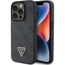 Guess Leather 4G Diamond Triangle case for iPhone 15 Pro Max - black