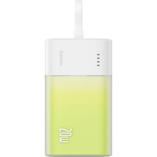 Baseus Popsicle 5200mAh 20W Powerbank with Built-in Lightning Cable (+ White Baseus Simple USB-C - USB-C 60W/20V/3A/30cm Cable) - White-Green