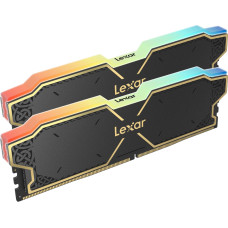 Lexar 32GB Kit (2x16GB) THOR DDR5 6000 CL38 1.3V Memory with heatsink and RGB lighting, Black Color, Dual pack