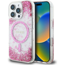 Guess HC Resin Bottom Glitter MagSafe Case for iPhone 16 Pro Max - Pink