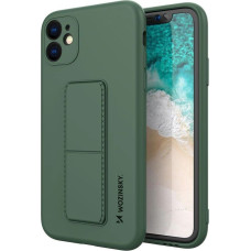 Wozinsky Kickstand Case silicone case with stand for iPhone 12 Pro Max dark green