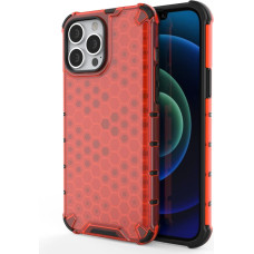 Hurtel Honeycomb Case armor cover with TPU Bumper for iPhone 13 Pro Max red