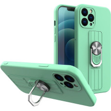 Hurtel Ring Case silicone case with finger grip and stand for iPhone 12 Pro Max mint