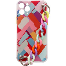 Hurtel Color Chain Case gel flexible elastic case cover with a chain pendant for iPhone XS / iPhone X multicolour