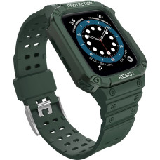 Hurtel Protect Strap Band with Case for Apple Watch 7 / SE (45/44 / 42mm) Case Armored Watch Cover Green