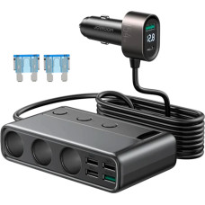 Joyroom JR-CL06 9in1 car charger 154W 5x USB-A / USB-C / 3x cigarette lighter socket PD QC PPS - black