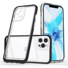 Hurtel Clear 3in1 case for iPhone 12 Pro Max case gel cover with frame black