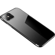 Hurtel Clear Color case TPU gel cover with a metallic frame for Samsung Galaxy S22 Ultra black