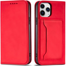 Hurtel Magnet Card Case for iPhone 12 Pro Pouch Card Wallet Card Holder Red