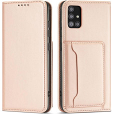 Hurtel Magnet Card Case Case for Samsung Galaxy A12 5G Pouch Wallet Card Holder Pink