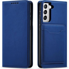 Hurtel Magnet Card Case Case for Samsung Galaxy S22 + (S22 Plus) Pouch Wallet Card Holder Blue