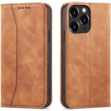 Hurtel Magnet Fancy Case Case for iPhone 13 Pro Max Pouch Card Wallet Card Holder Brown