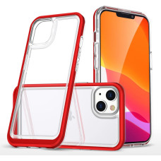 Hurtel Clear 3in1 case for iPhone 14 Plus silicone cover with frame red