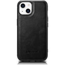 Icarer Leather Oil Wax case covered with natural leather for iPhone 14 Plus black (WMI14220719-BK)