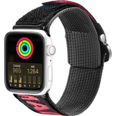 Dux Ducis Strap (Outdoor Version) Apple Watch Ultra Strap, SE, 9, 8, 7, 6, 5, 4, 3, 2, 1 (49, 45, 44, 42 mm) Nylon Band Bracelet Black and Red