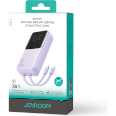 Joyroom JR-PBC06 mini power bank with built-in USB-C / Lightning cables 30W 10000mAh - purple