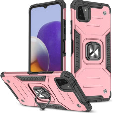 Wozinsky Ring Armor Case Kickstand Tough Rugged Cover for Samsung Galaxy A22 4G pink