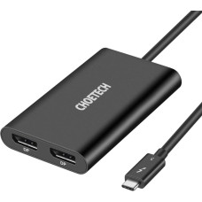 Choetech plug adapter USB Type C Thunderbolt 3 (40Gbps) - 2x DisplayPort 4K 60Hz black (HUB-D03)