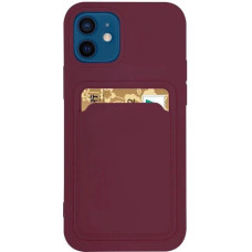 Hurtel Card Case Silicone Wallet Case With Card Slot Documents For Samsung Galaxy S21 + 5G (S21 Plus 5G) Burgundy