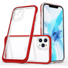 Hurtel Clear 3in1 case for iPhone 11 Pro frame cover gel red