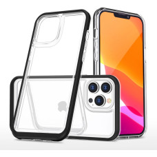 Hurtel Clear 3in1 case for iPhone 13 Pro Max case gel cover with frame black