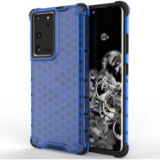 Hurtel Honeycomb case armored cover with a gel frame for Samsung Galaxy S22 Ultra blue